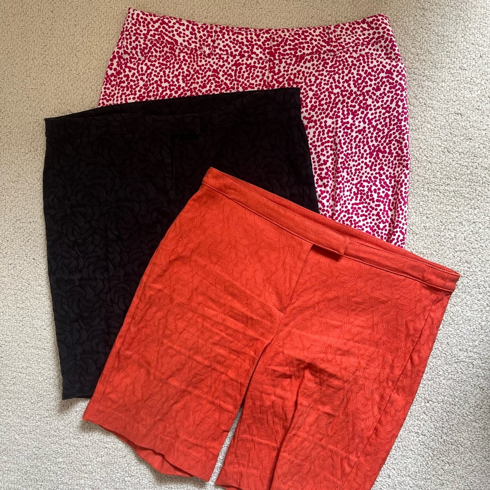 Not available til April Three Designer Shorts - fushia Pink, Black, and orange